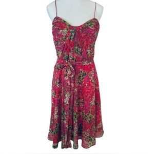 STUNNING! Ralph Lauren Floral Pink and Red Sleeveless Dress Sheer Fairy core 6